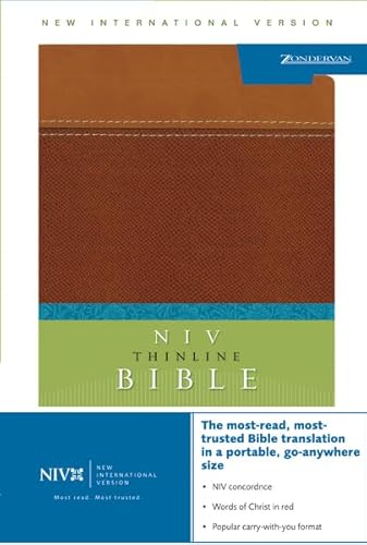 Stock image for NIV Thinline Bible, Italian Duo-Tone, Tan/Dark Tan for sale by GoldBooks