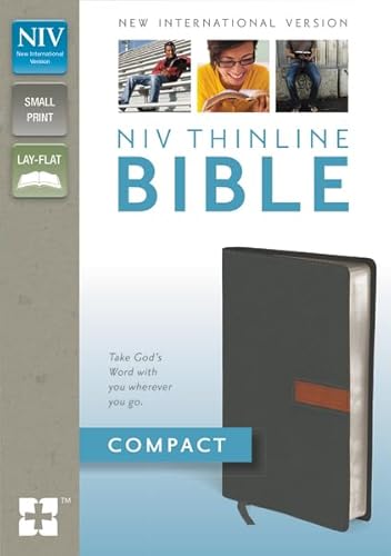 Stock image for NIV, Thinline Bible, Compact, Imitation Leather, Gray/Tan, Red Le for sale by Hawking Books