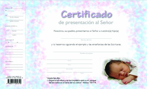 Imagen de archivo de Certificados de Presentacion de Ninos (Spanish Edition) (Pack of 12) a la venta por Books Unplugged