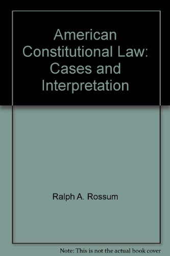Beispielbild fr American Constitutional Law : Cases and Interpretation zum Verkauf von Better World Books