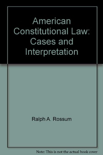 Imagen de archivo de American Constitutional Law : Cases and Interpretation a la venta por Better World Books