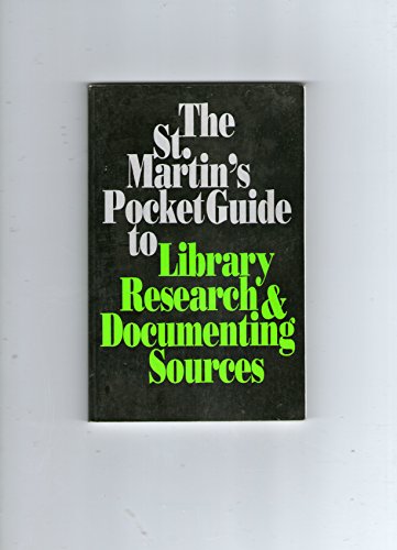 Imagen de archivo de The St. Martin's Pocket Guide to Library Research and Documenting Sources a la venta por HPB Inc.