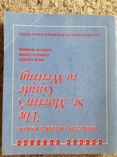 Beispielbild fr THE ST. MARTIN'S GUIDE TO WRITING INSTRUCTOR'S RESOURCE MANUAL FOURTH EDITION zum Verkauf von BRIAN MCMILLAN, BOOKS