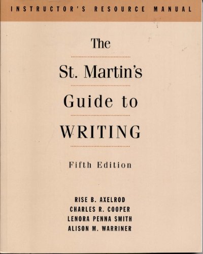 Stock image for Instructor's Resource Manual for The St. Martin's Guide to Writing, 5th edition for sale by HPB-Red