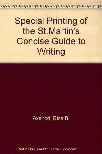 Stock image for Special Printing of the St.Martin's Concise Guide to Writing for sale by Books Puddle