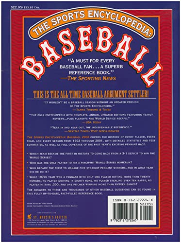 The Sports Encyclopedia: Baseball 2002 (9780312272265) by Neft, David S.; Cohen, Richard M.; Neft, Michael L.