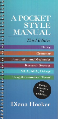 Imagen de archivo de A Pocket Style Manual: Updated With APA's 2001 Guidelines a la venta por BooksRun
