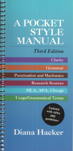 A Pocket Style Manual: Updated With APA's 2001 Guidelines (9780312401849) by Diana Hacker