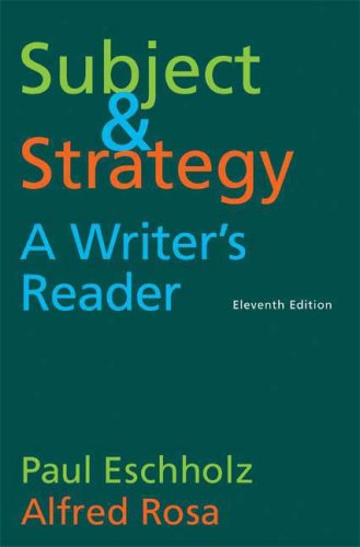 Stock image for Subject and Strategy: A Writer's Reader for sale by ZBK Books