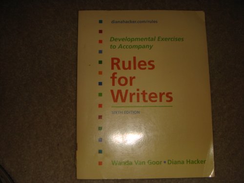 Imagen de archivo de Developmental Exercises to Accompany Rules for Writers a la venta por Better World Books: West