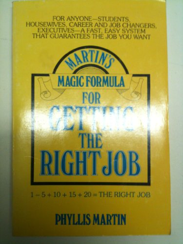 Beispielbild fr Martin's Magic formula for getting the right job zum Verkauf von Wonder Book