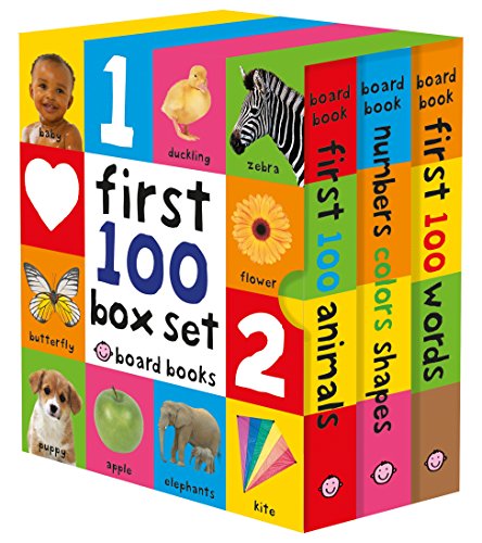 Imagen de archivo de First 100 Board Book Box Set (3 books): First 100 Words, Numbers Colors Shapes, and First 100 Animals a la venta por Ergodebooks