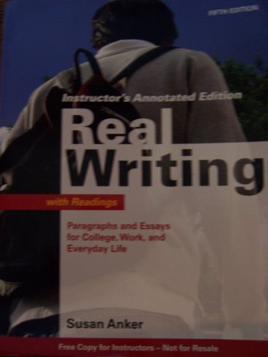 Stock image for Real Writing with Readings (Instructor's Edition) for sale by BookHolders