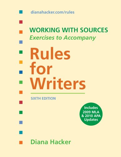 Stock image for Working with Sources: Exercises to Accompany Rules for Writers with 2009 MLA Update for sale by ThriftBooks-Atlanta