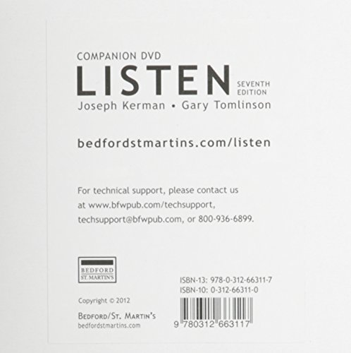 E-Book for Listen 7e & 3-CD Set & Companion DVD (9780312604035) by Kerman, Joseph; Tomlinson, Gary