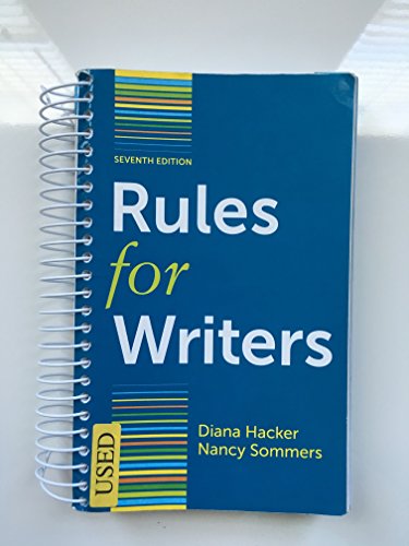 Stock image for Rules for Writers 7th Edition By Diana Hacker with Sommers for sale by Open Books