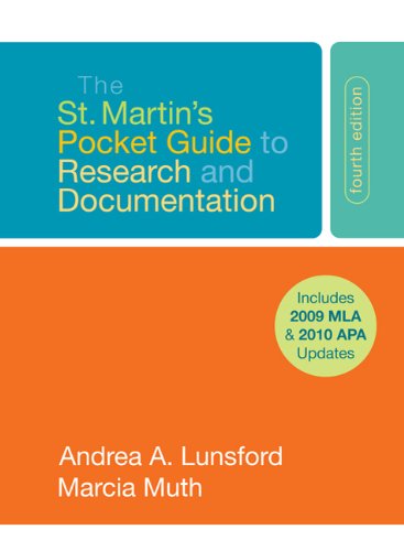 Imagen de archivo de The St. Martin's Pocket Guide to Research and Documentation with 2009 MLA and 2010 APA Updates a la venta por Wonder Book