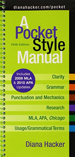 Imagen de archivo de Pocket Style Manual 5e with 2009 MLA and 2010 APA Updates & MLA Quick Reference Card & APA Quick Reference Card a la venta por The Book Spot