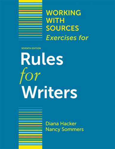 Image d'archives pour Working with Sources: Exercises for Rules for Writers mis en vente par Better World Books