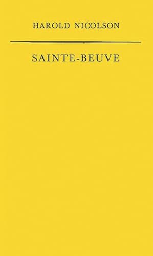 Sainte-Beuve: (9780313200137) by Nicolson, Harold George; Augustin, Charles
