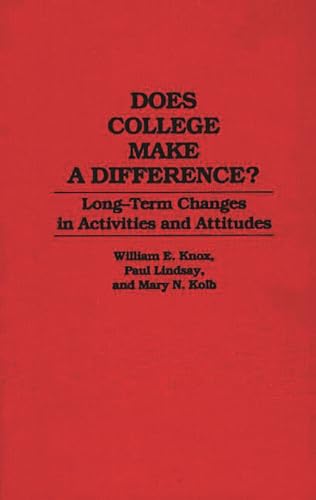 Beispielbild fr Does College Make a Difference? : Long-Term Changes in Activities and Attitudes zum Verkauf von Better World Books