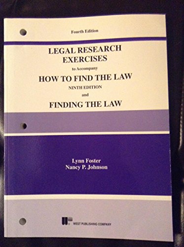 Beispielbild fr Legal Research Exercises (Ninth Edition) zum Verkauf von Wonder Book