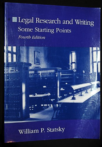 Imagen de archivo de Legal Research and Writing : Some Starting Points a la venta por Better World Books