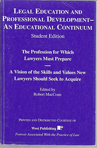 Beispielbild fr Legal Education and Professional Development--an Educational Continuum zum Verkauf von Wonder Book