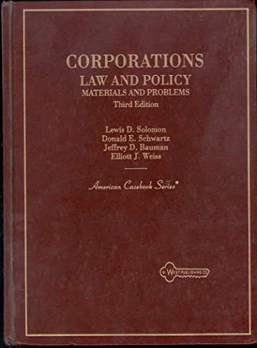 Stock image for Corporations Law and Policy, Materials and Problems for sale by Better World Books
