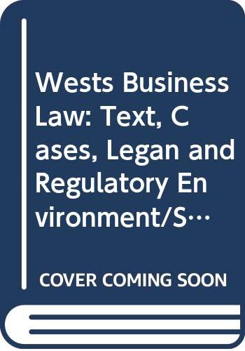 Beispielbild fr West's Business Law: Text, Cases, Legan and Regulatory Environment/Study Guide zum Verkauf von HPB-Red