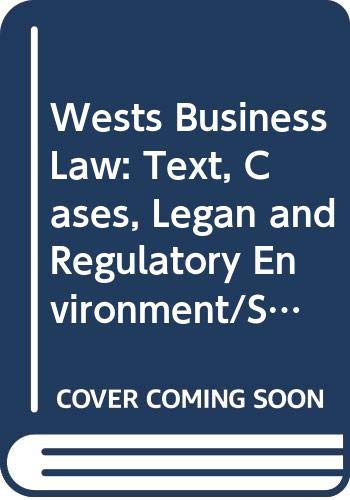 West's Business Law: Text, Cases, Legan and Regulatory Environment/Study Guide (9780314051011) by Clarkson, Kenneth W.; Jentz, Gaylord A.; Cross, Frank B.