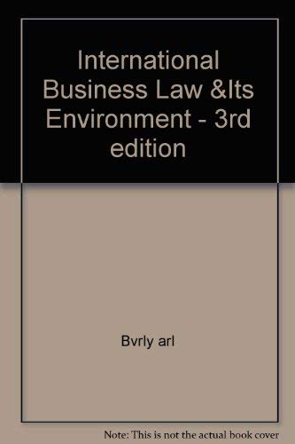 Imagen de archivo de International Business Law and Its Environment a la venta por Better World Books Ltd
