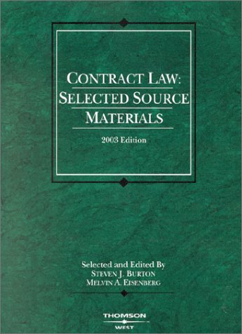 Imagen de archivo de Contract Law: Selected Source Materials 2003 (Statutes) a la venta por HPB-Red