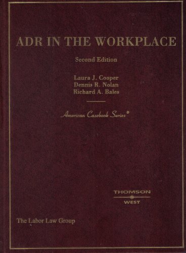 Stock image for ADR in the Workplace for sale by Better World Books: West