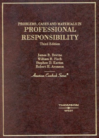 Imagen de archivo de Problems, Cases and Materials in Professional Responsibility a la venta por Better World Books