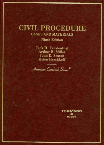 Beispielbild fr Cases and Materials on Civil Procedure (American Casebook Series) zum Verkauf von Hawking Books