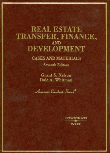 9780314159557: Real Estate Transfer, Finance and Development: Cases and Materials