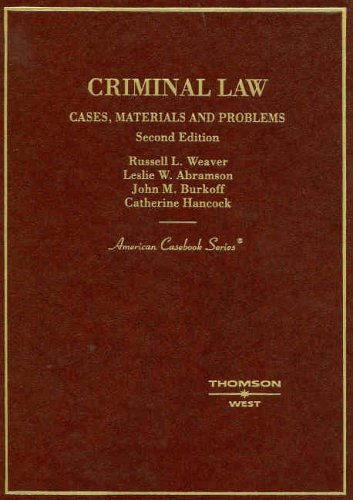 Beispielbild fr Criminal Law: Cases, Materials & Problems, 2nd Edition (American Casebook Series) zum Verkauf von The Book Spot