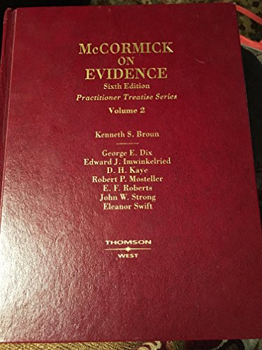 Imagen de archivo de Mccormick on Evidence: Chapters 21 - End a la venta por HPB-Red