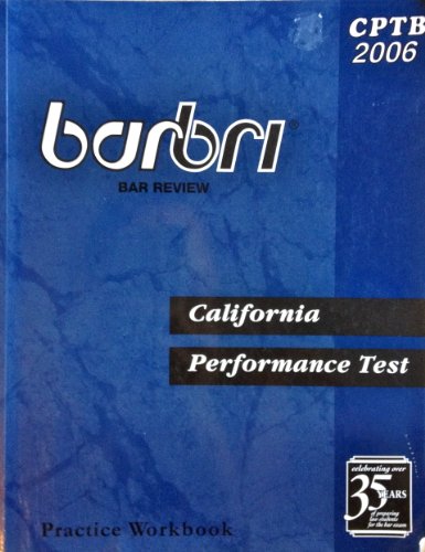 Stock image for BarBri Bar Review California Performance Exam Test Practice Workbook ( for sale by Hawking Books