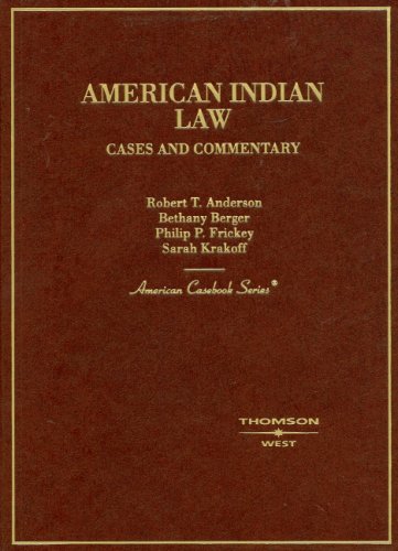 Beispielbild fr American Indian Law, Cases and Commentary (American Casebook Series) zum Verkauf von GoldenWavesOfBooks