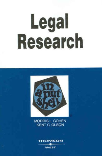 Imagen de archivo de Legal Research in a Nutshell (Nutshell Series) a la venta por Wonder Book