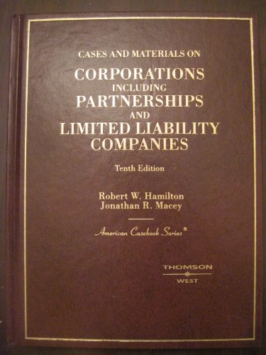 9780314180742: Cases and Materials on Corporations: Including Partnerships and Limited Liability Companies (American Casebook)