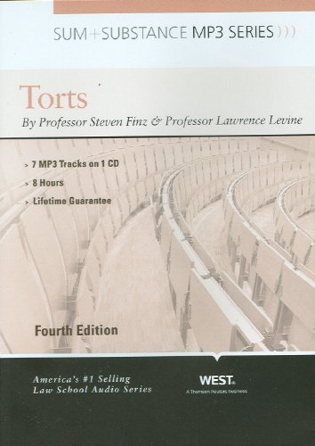 Sum and Substance Audio on Torts (9780314180810) by Finz, Steven R.; Levine, Lawrence C.