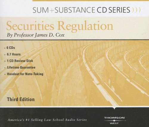 Sum and Substance Audio on Securities Regulation with Summary Supplement (9780314188212) by Cox, James