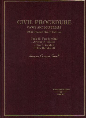 Beispielbild fr Civil Procedure : Cases and Materials, 2008 zum Verkauf von Better World Books