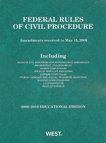 Beispielbild fr Federal Rules of Civil Procedure, 2009-2010 Educational Edition zum Verkauf von Better World Books