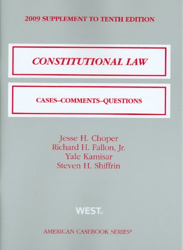 Immagine dell'editore per Constitutional Law: Cases & Comments, Questions, 10th Edition, 2009 Supplement (American Casebooks) venduto da POQUETTE'S BOOKS