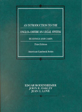 Imagen de archivo de An Introduction to Anglo-American Legal System, Readings and Cases a la venta por Better World Books