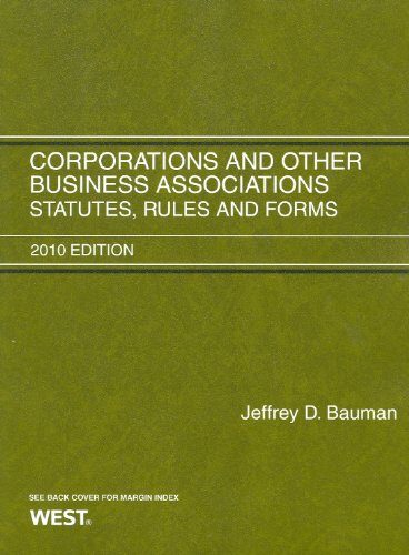 Stock image for Corporations and Other Business Associations: Statutes, Rules and Forms, 2010 for sale by HPB-Red